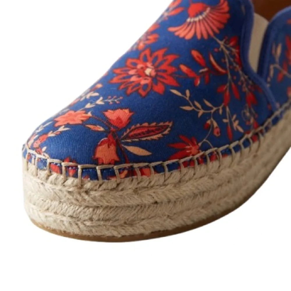 Sam Edelman Blue and Red Floral  Corrin Espadrilles